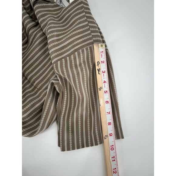 Vintage Liz Roberts Shirt Dress Womens Small Beige White Striped Ruffle Casual - Picture 16 of 16